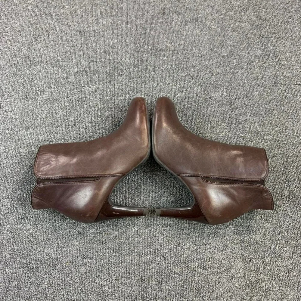 Gianni Bini Brown‎ Leather Side Zip Stiletto Heel Boots   Womens Size 7.5 M